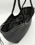 Carmel - Genuine Leather U Shape Handwoven Tote Bag Black